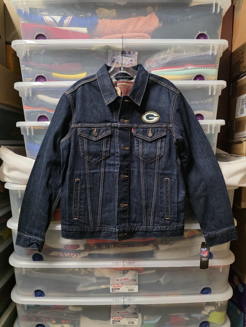 Levi's Green Bay Packers NFL Officially Licensed Blue Denim Jacket Size M